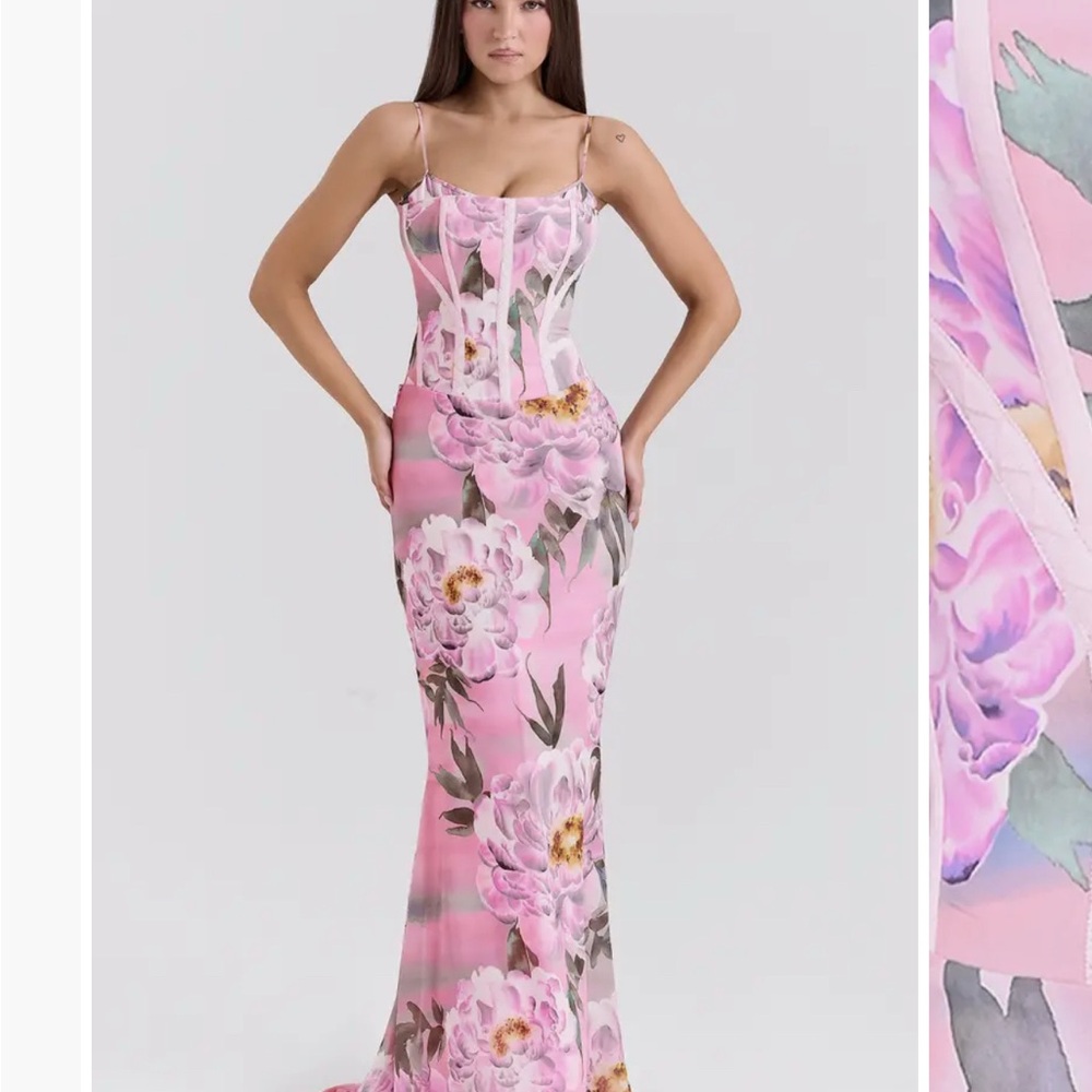 House of CB Pink Floral Maxi Dress